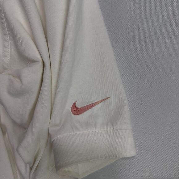 Nike Golf Polo Shirt Men’s Medium White Embroidered Pink Swoosh Made in Peru - Picture 4 of 7